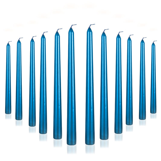 10 Inch Taper Candle, Set of 12,Tapered Candles Burn for 7 Hours, Long Sticks,Tall Candlesticks, Dinner Party, Wedding, Halloween (12pcs, Blue)