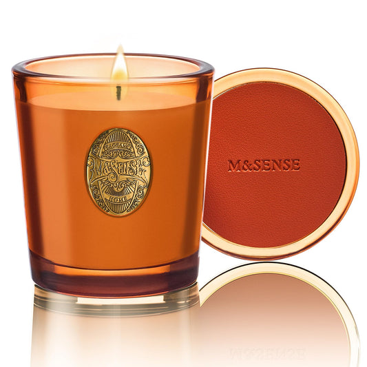 M&SENSE Orange Goji Scented Candle | Orange Candle for Home Scented, Gift for Women | 9.2 oz Soy Wax Candle Set for Relaxation, Gifting