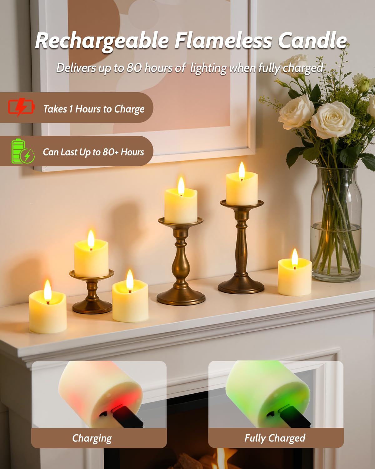 NVJGROP Rechargeable Flameless Candles with Remote Timer, 1.5"x2" LED Votive Fake Candles, Flickering Tea Lights Candles Battery Operated for Wedding Party Windows Table Home Decor (6 Pack)