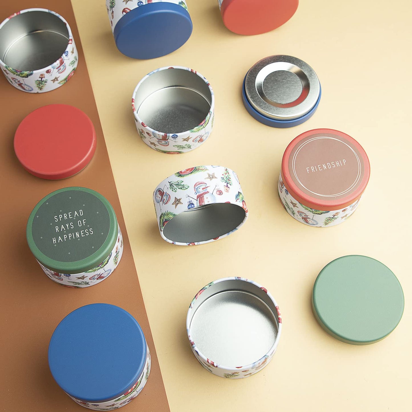 Hearth & Harbor Tin Candle Jars for Making Candles - DIY Candle Containers with Lids - Metal Candle Jars - Bulk Tins Storage for Candle - (24 Pieces) - (8 Ounces) - Solid Christmas
