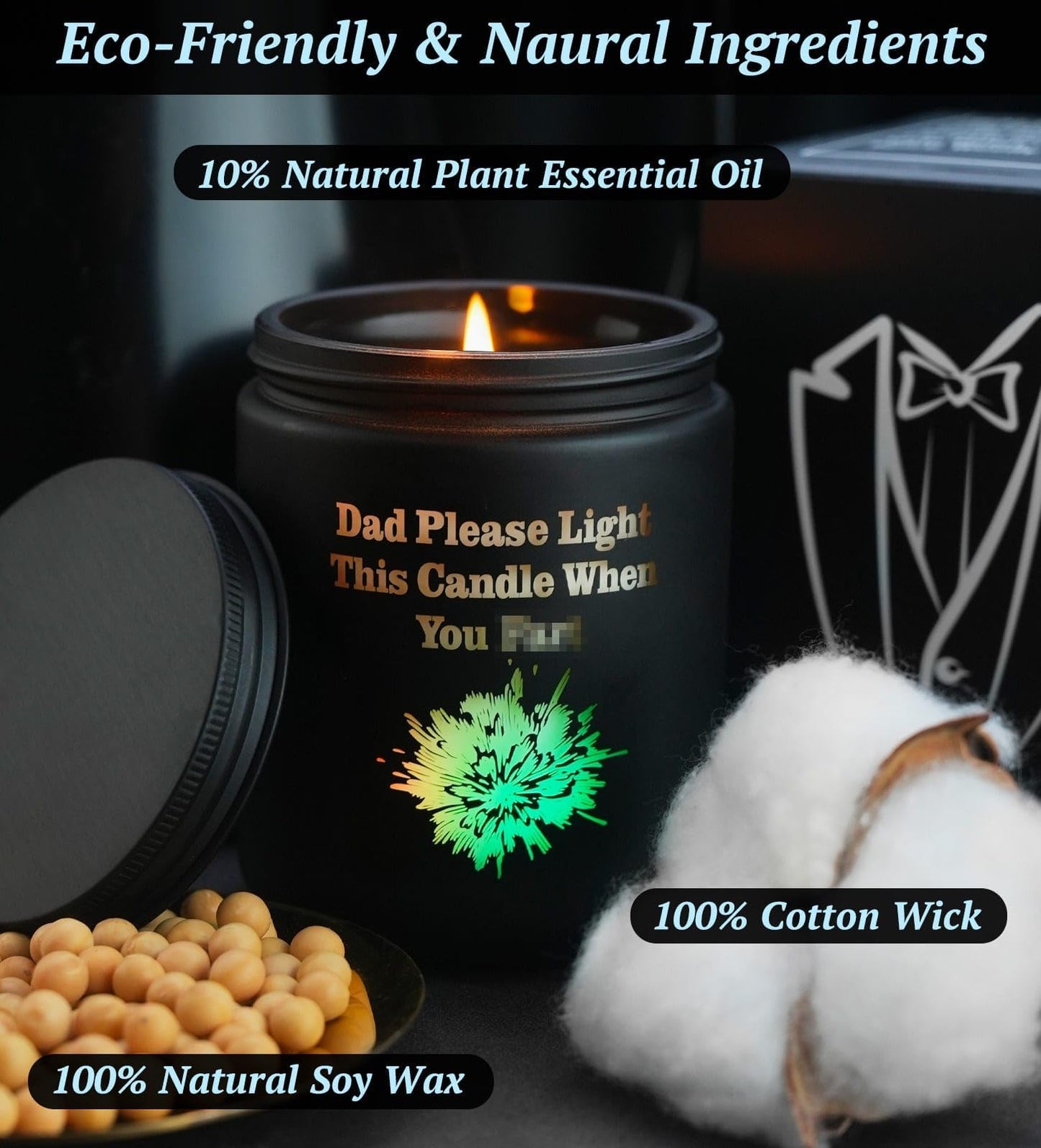 Christmas Candles for Men,Christmas Gifts from Kids, Birthday Xmas Holiday Candle Gifts for Dad,Spice Woody Scented,Perfect for Xmas,New Year,Winter Décor,Over 40 Hours,100% Soy Wax