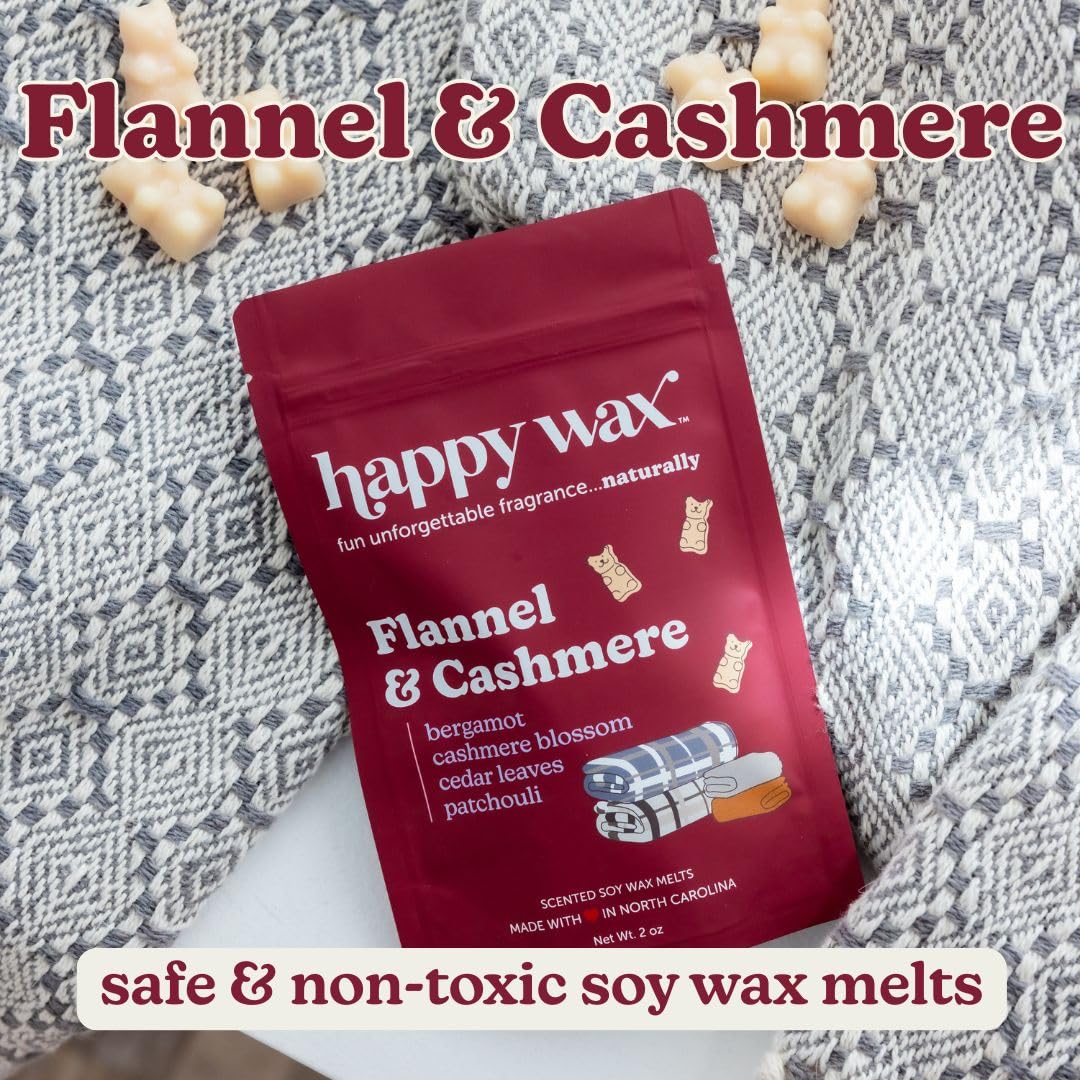 Happy Wax Winter Outdoors Mix Scented Natural, Non Toxic Soy Wax Melts; 6 Total Oz. of Holiday Scented Wax Melts, Collection Includes Flannel & Cashmere, Pine Forest and Winterberry