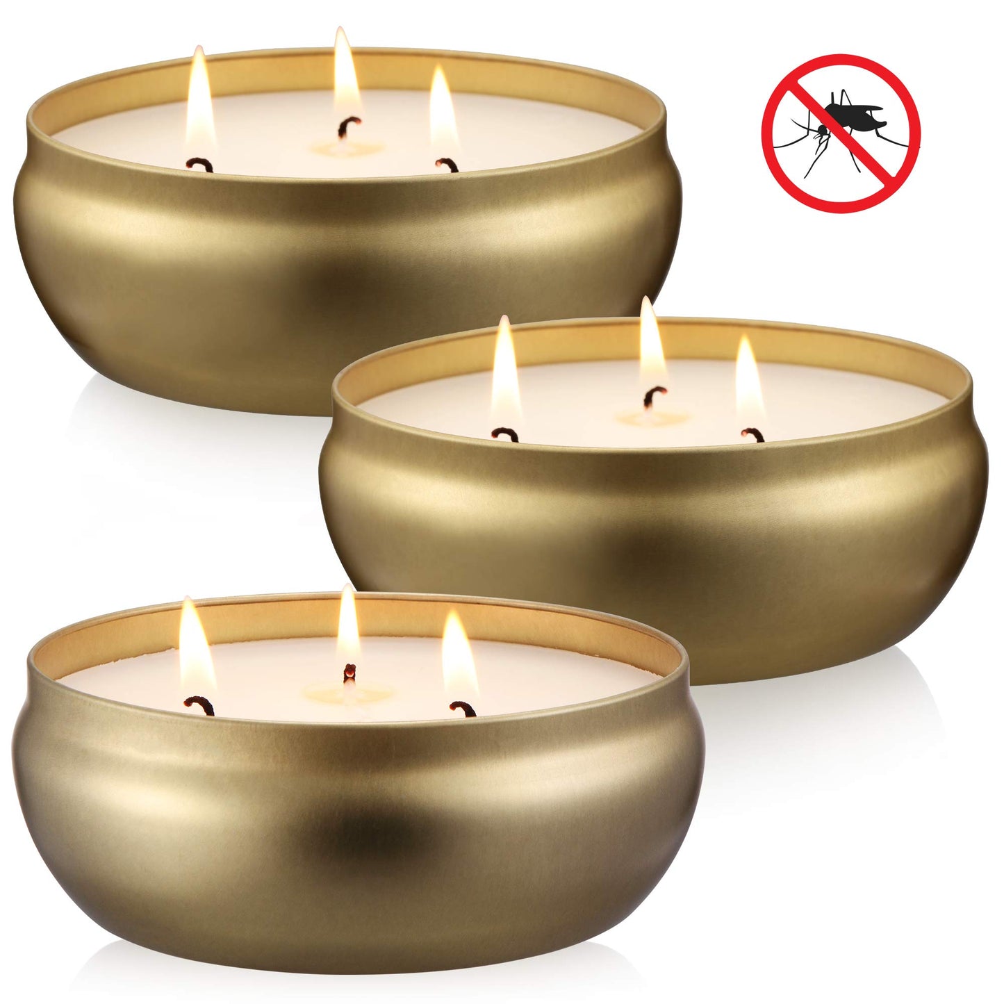 Kedtui Citronella Candles, 3 Pack Each 3-Wick Scented Candle Soy Wax Portable Travel Tin Gift Set, Outdoor and Indoor