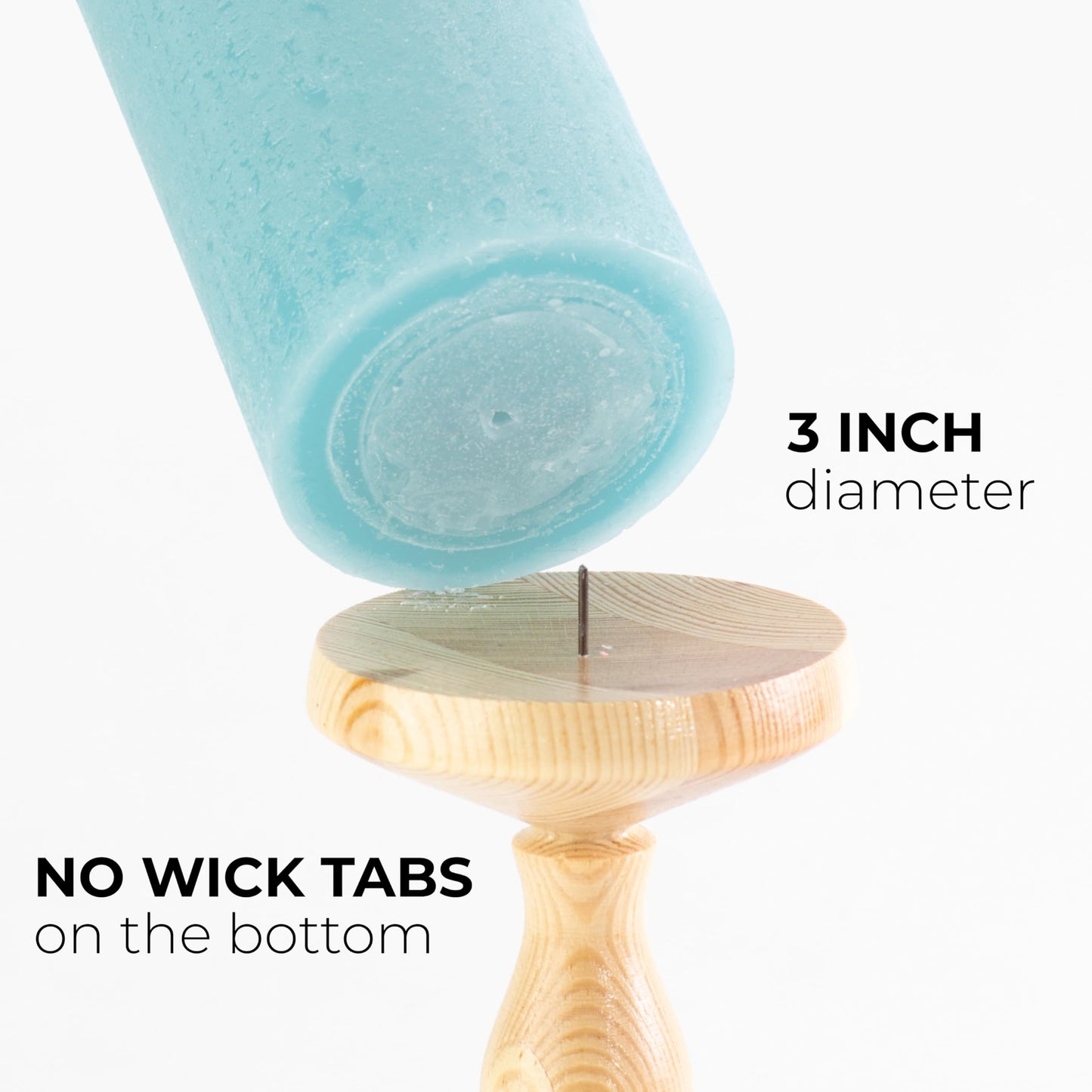 CANDWAX 3x4 inch Pillar Candles Set of 3 – Unscented Dripless Rustic Light Turquoise Candles for Table Decor, Weddings, Centerpieces