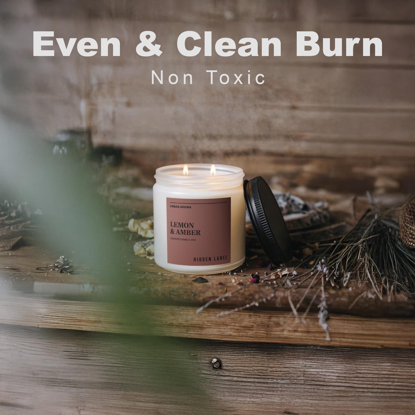 Lemon & Amber Scented Candle for Home, 12oz 2-Wick 70-Hour Soy Candle, Clean Burn Non-Toxic, Citrus Aromatherapy Candle for Women, Housewarming Gift, Cozy Home Décor