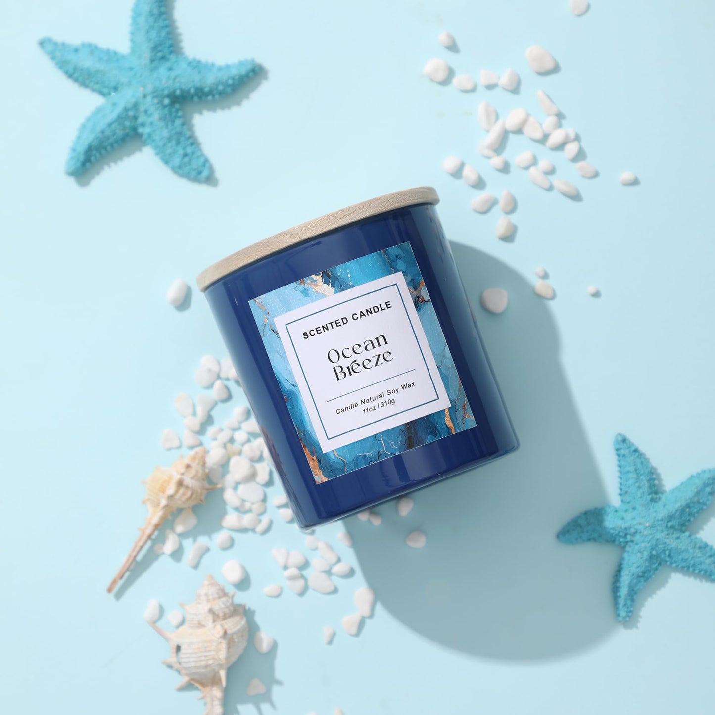 Ocean Breeze Candle,Summer Scented Candle,Natural Soy Wax Candles for Home Scented,Candle Gift for Women Men,11 oz