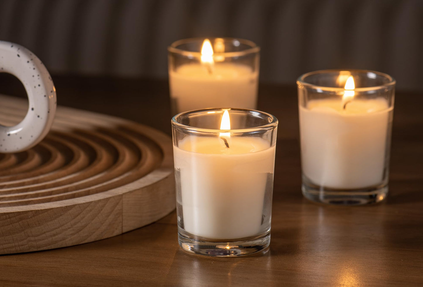 Housecret 60 Pack Warm White Unscented Clear Glass Filled Votive Candles. Hand Poured Wax Candle Ideal Gifts for Aromatherapy Spa Weddings Birthdays Holidays Party