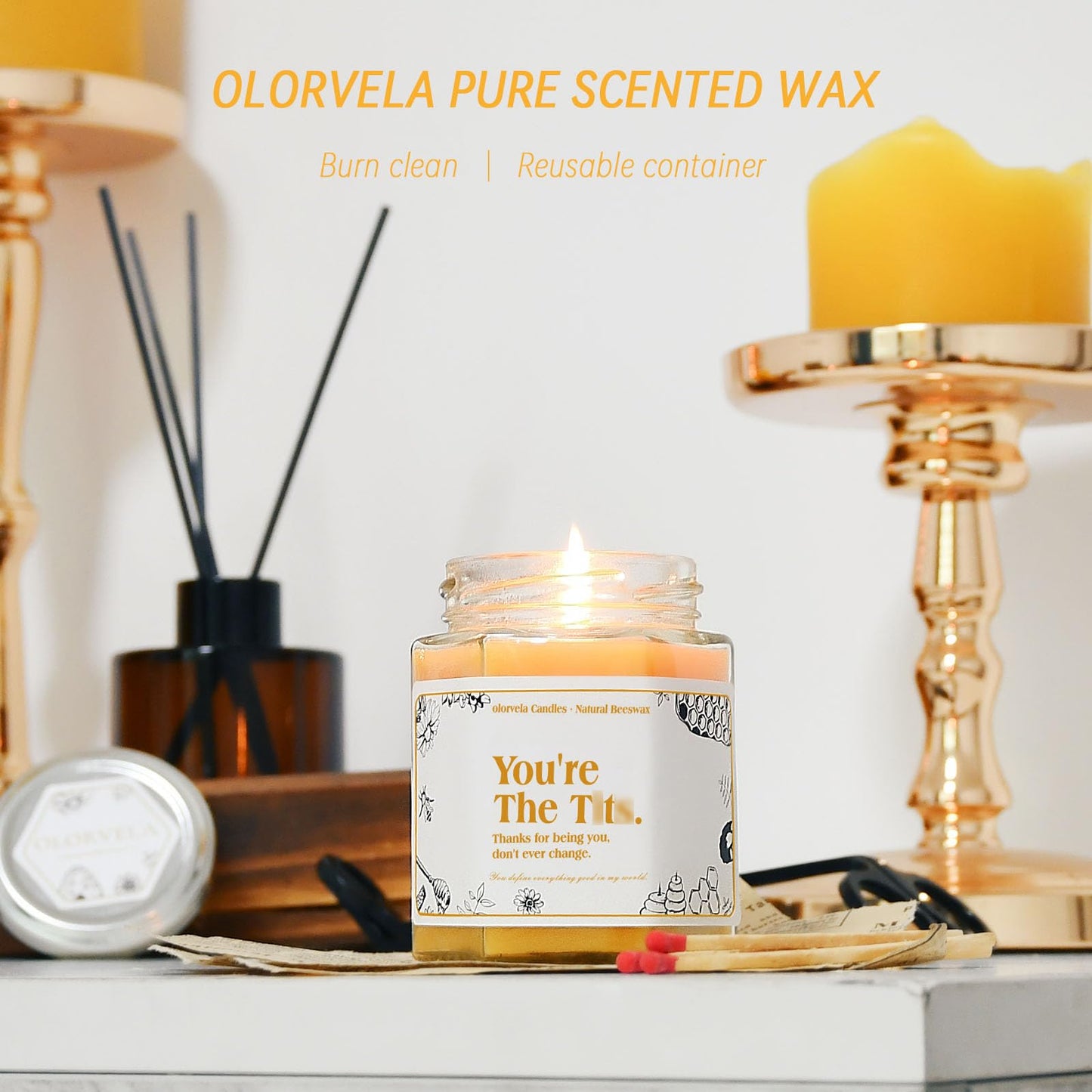 Fun Gifts for Women - Pure Natural Beeswax Candles, Personalized Gifts for Women, Men, Mom, Dad, Sister, Teacher, Friends