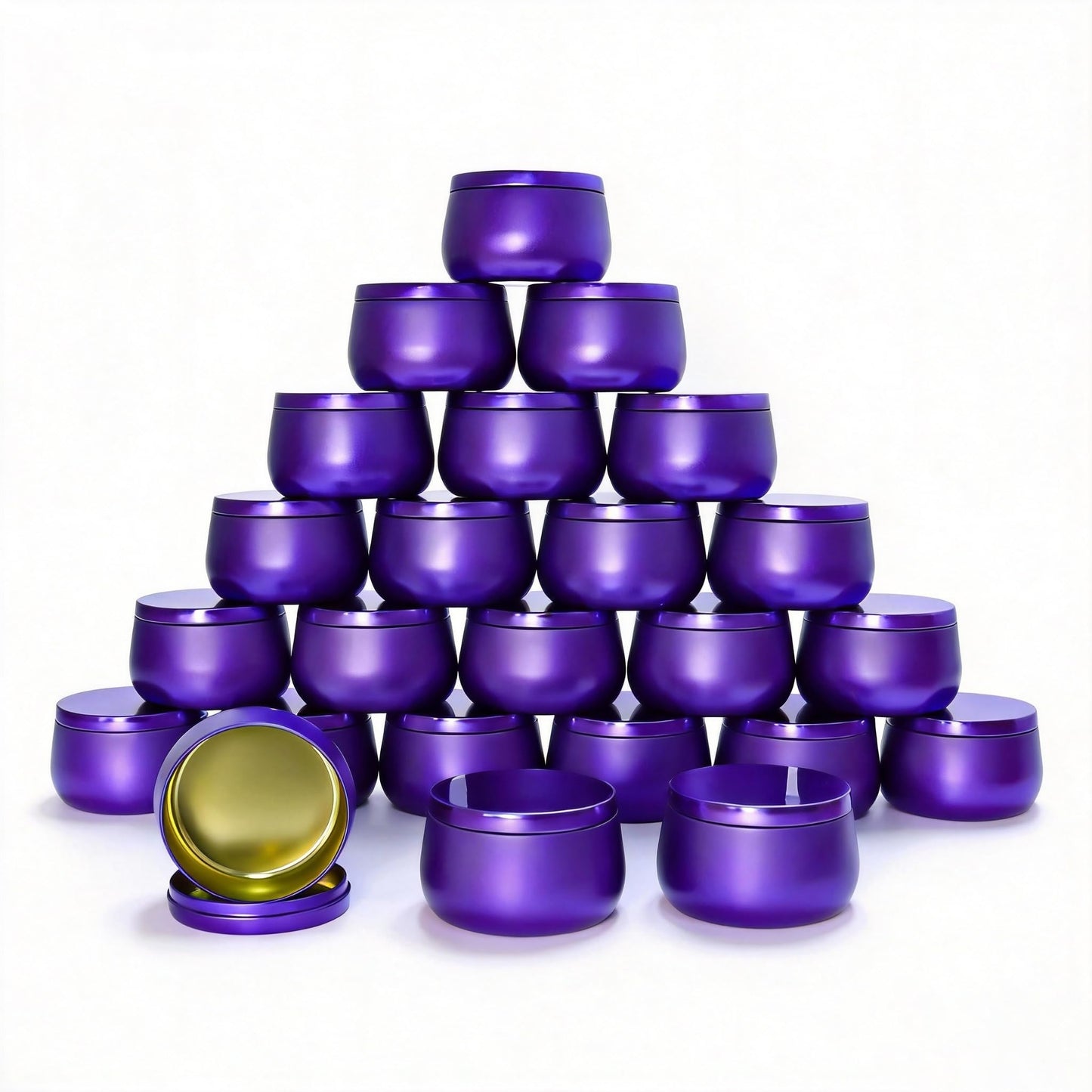 HOMAMAMOON 24 Pack 8oz Purple Candle Tins for Making Candles - Bulk Metal Candle Containers with Lids. Empty Round Candle Jars for DIY & Travel. Shatterproof & Sturdy Vessels for Small Business.