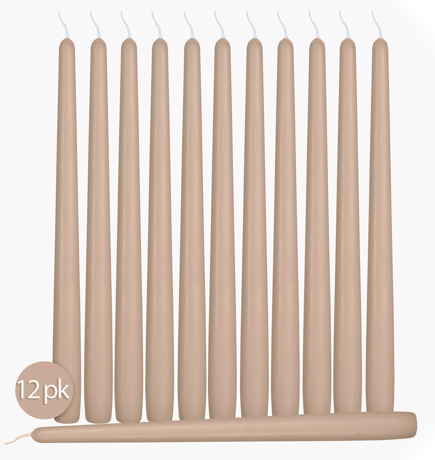 Hyoola 12 Pack Tall Taper Candles - 10 Inch Sahara Beige Dripless, Unscented Dinner Candle - Paraffin Wax with Cotton Wicks - 8 Hour Burn Time
