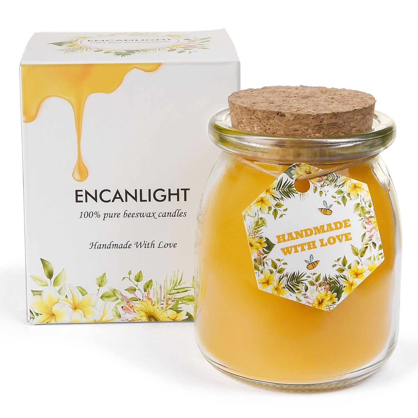 Natural Beewaxs Candles, Unscented Beewaxs Candles in Glass Cup, 6.8oz 32 Hours Long Lasting, Pure Cotton Wick and Stress Relief, Home Gifts（Yellow,1pcs）