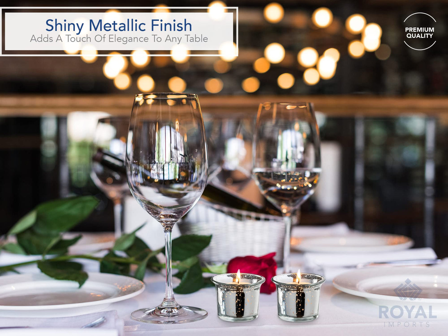 Royal Imports Silver Oyster Mercury Glass Votive Candle Holder, Table Centerpiece Tealight Decoration for Elegant Dinner, Party, Wedding, Holiday, Set of 36 (Unfilled)