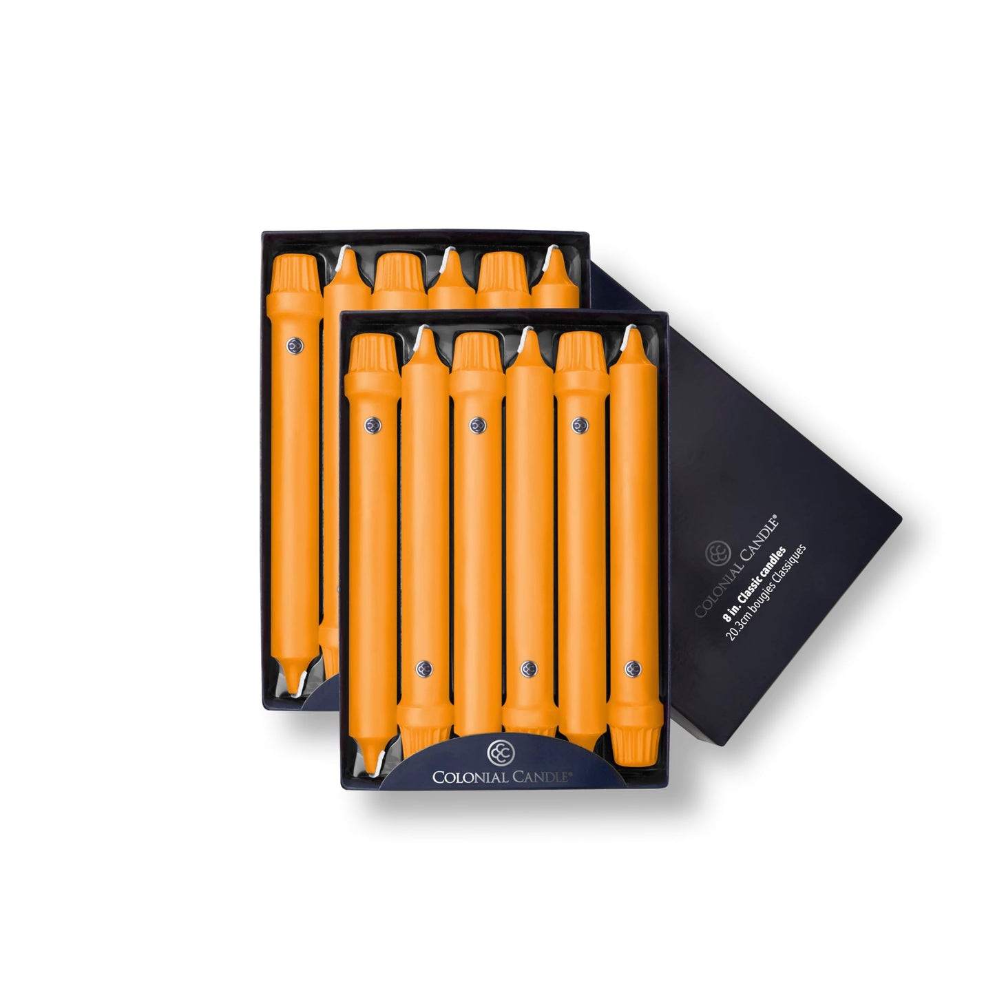 Colonial Candle Unscented Taper Candle, Classic Collection, Caramel, 8 in, Pack of 12 - Up to 6 Hours Burn