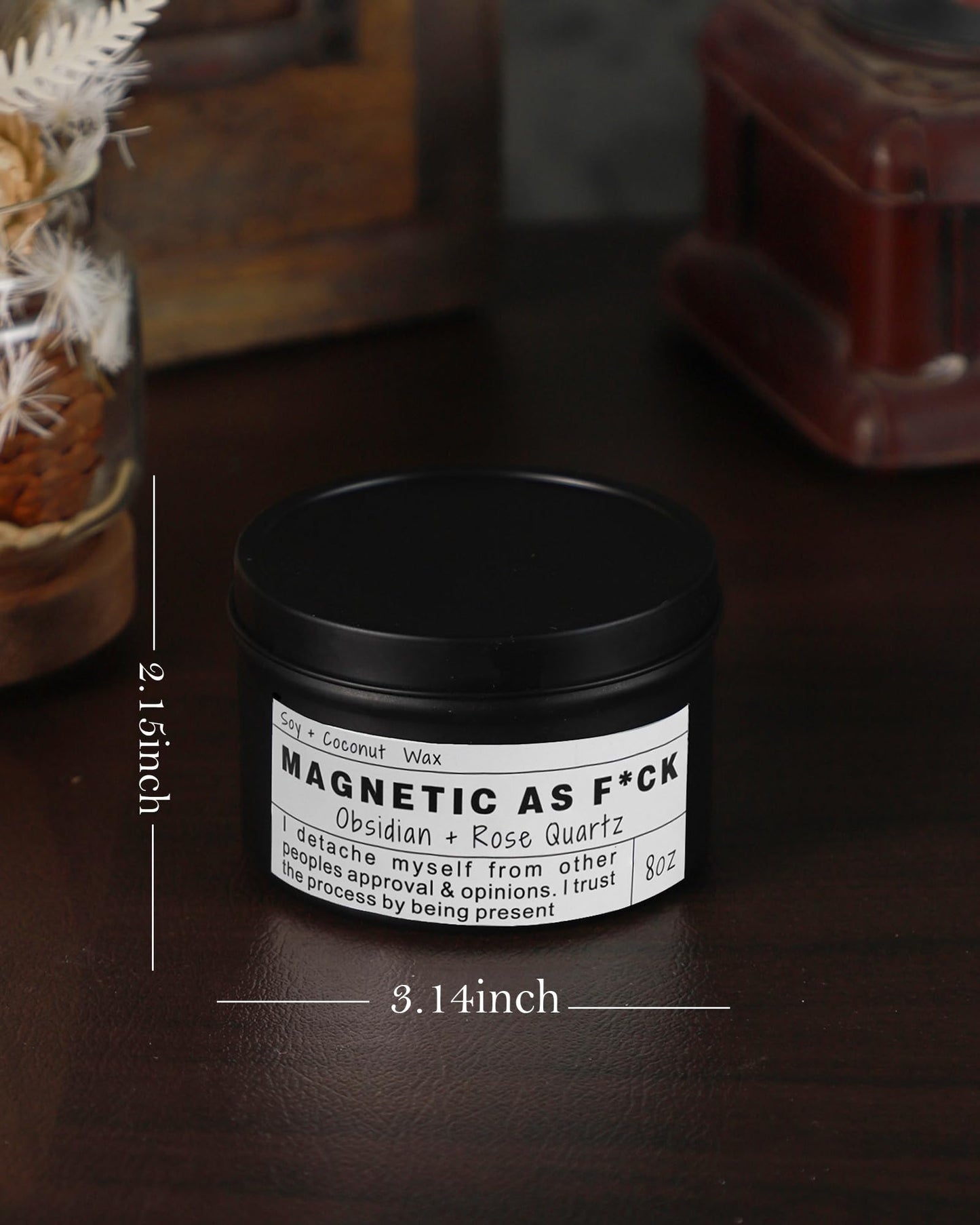 Magnetic AS F*CK, Hande Made Chakra Candle, Magic Attraction, Manifestation Crystal, Self Love, Ritual Meditation (8oz).