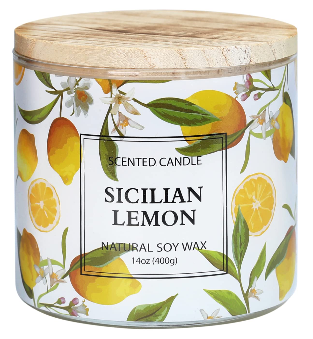 Lemon Candle, Sicilian Lemon Scented Candle, Large 3 Wicks Candle, 14 oz