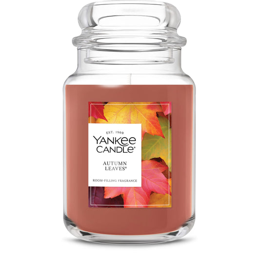 Yankee Candle Autumn Leaves, Scented Candle, 22oz Large Jar, Up to 150 Hour Burn Time, Giftable