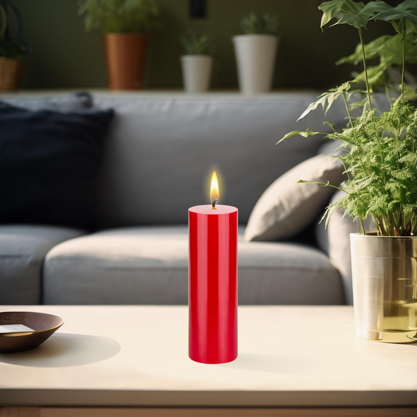 Mega Candles 3 pcs Unscented Solid Red Pillar Candles, Hand Poured Premium Wax Candle 2 Inch x 6 Inch, Home Décor, Spas, Weddings, Occasions, Party, Centerpieces, Holidays, Vigils, Prayers