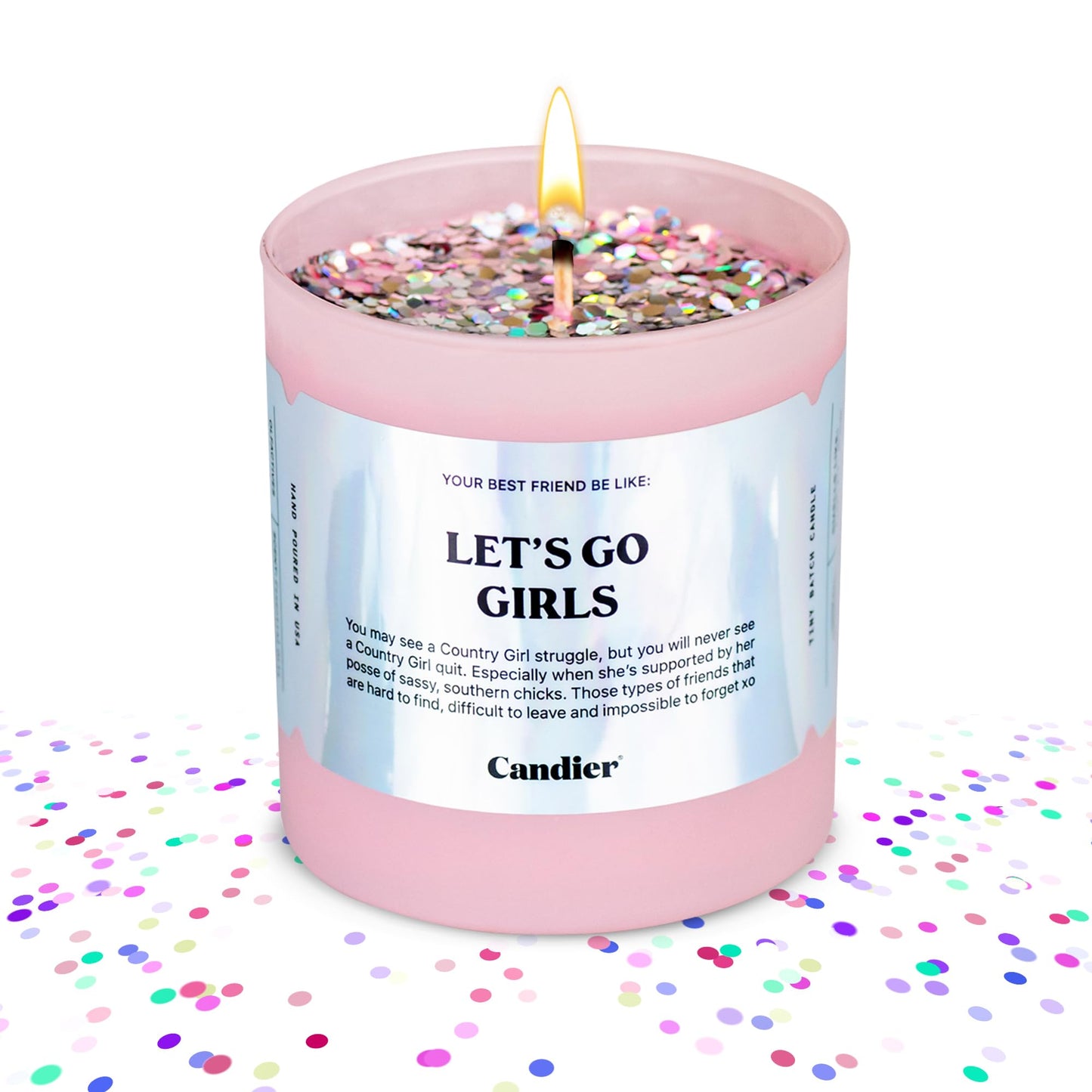 Let’s Go Girls Candle, Scented Phthalate-Free Soy Candles with 60+ Hours Burn Time, Vegan Cruelty-Free Pink Candle for Any Occasion, Candles for Women - Candier