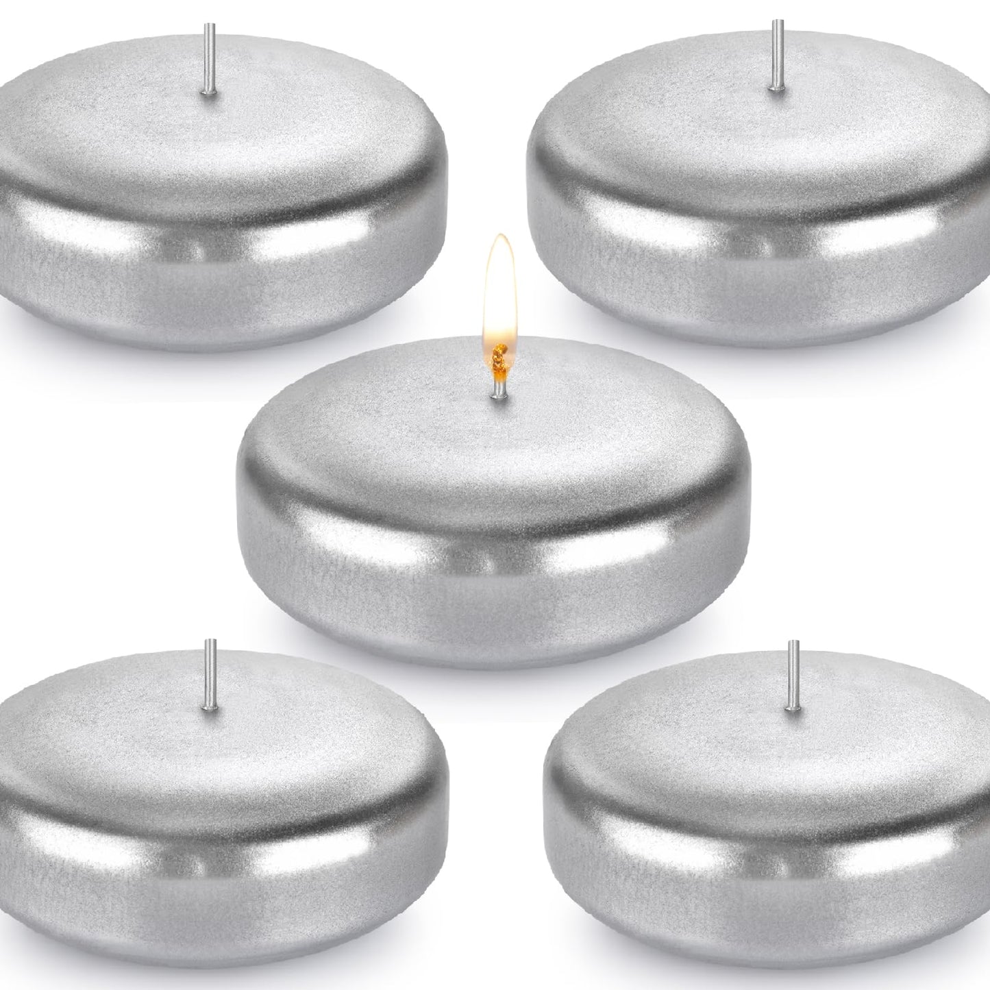 Baikaraer Floating Candles 3 Inch Unscented Dripless Wax 13-15Hours Burning,36Pack Wedding Party Candles,for Centerpieces Suitable for Cylindrical Vases,Swimming Pool,Restaurant Decor (Silver)