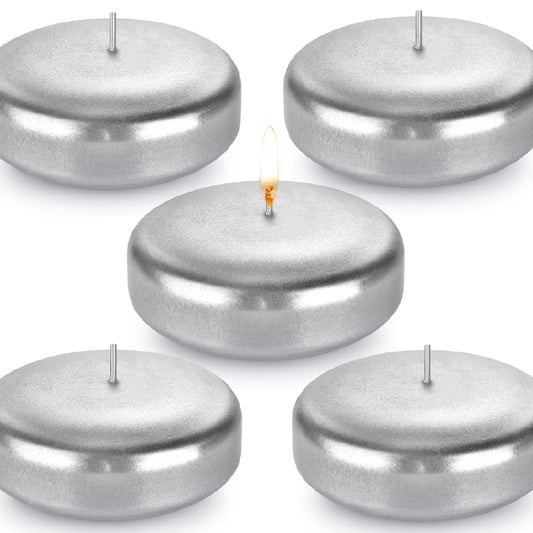 Baikaraer Floating Candles 3 Inch Unscented Dripless Wax 13-15Hours Burning,36Pack Wedding Party Candles,for Centerpieces Suitable for Cylindrical Vases,Swimming Pool,Restaurant Decor (Silver)