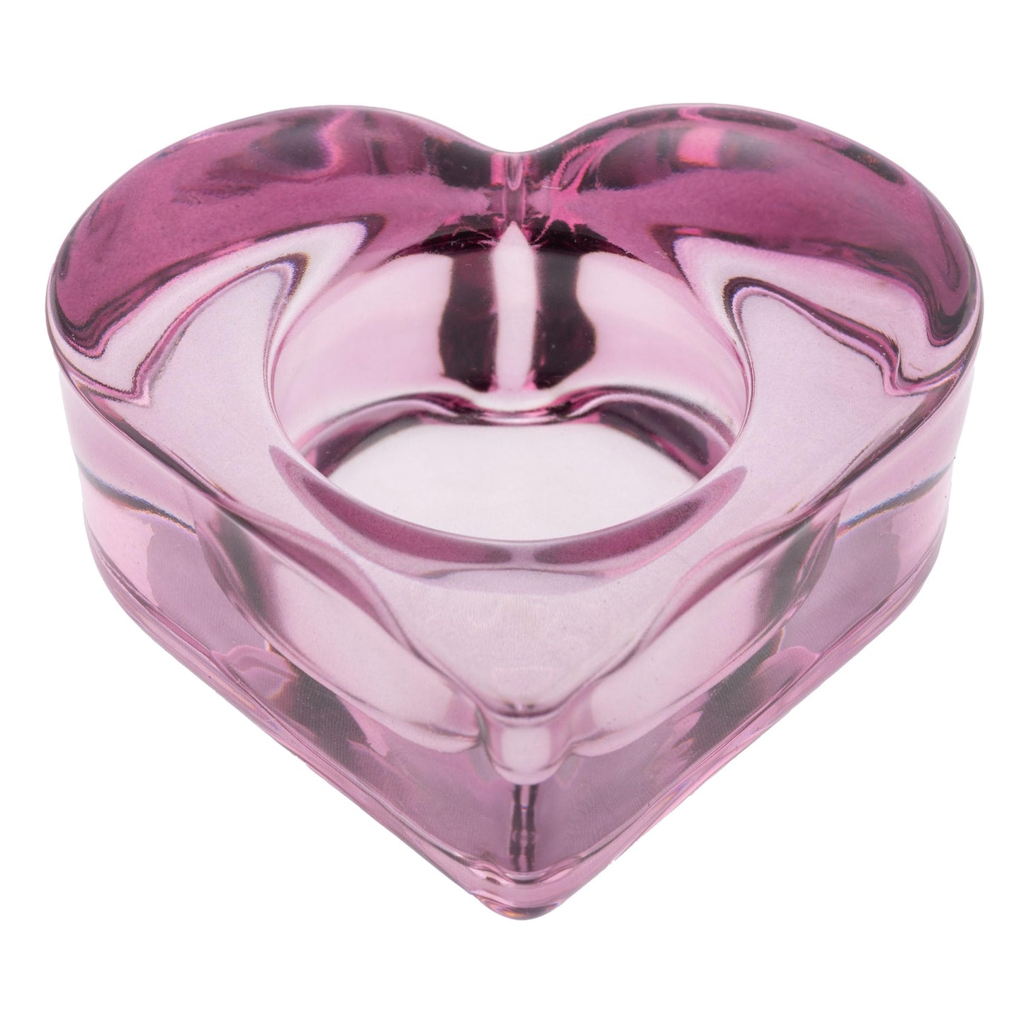 Karma, Glass Heart Tealight Holder, Chunky Glass Candle Holder Votive for Home and Party Decor, Wedding Table Centerpiece, Purple