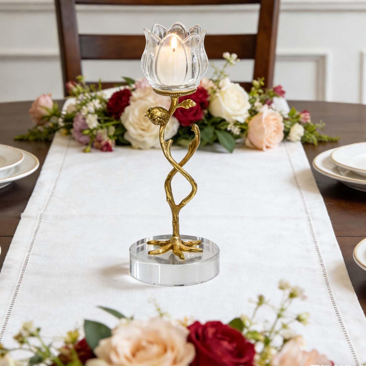 Candlesticks, Luxurious Crystal Glass candlesticks with a Sturdy Base, Suitable for Table Decorations, Wedding Decorations, Living Room Fireplace mantels