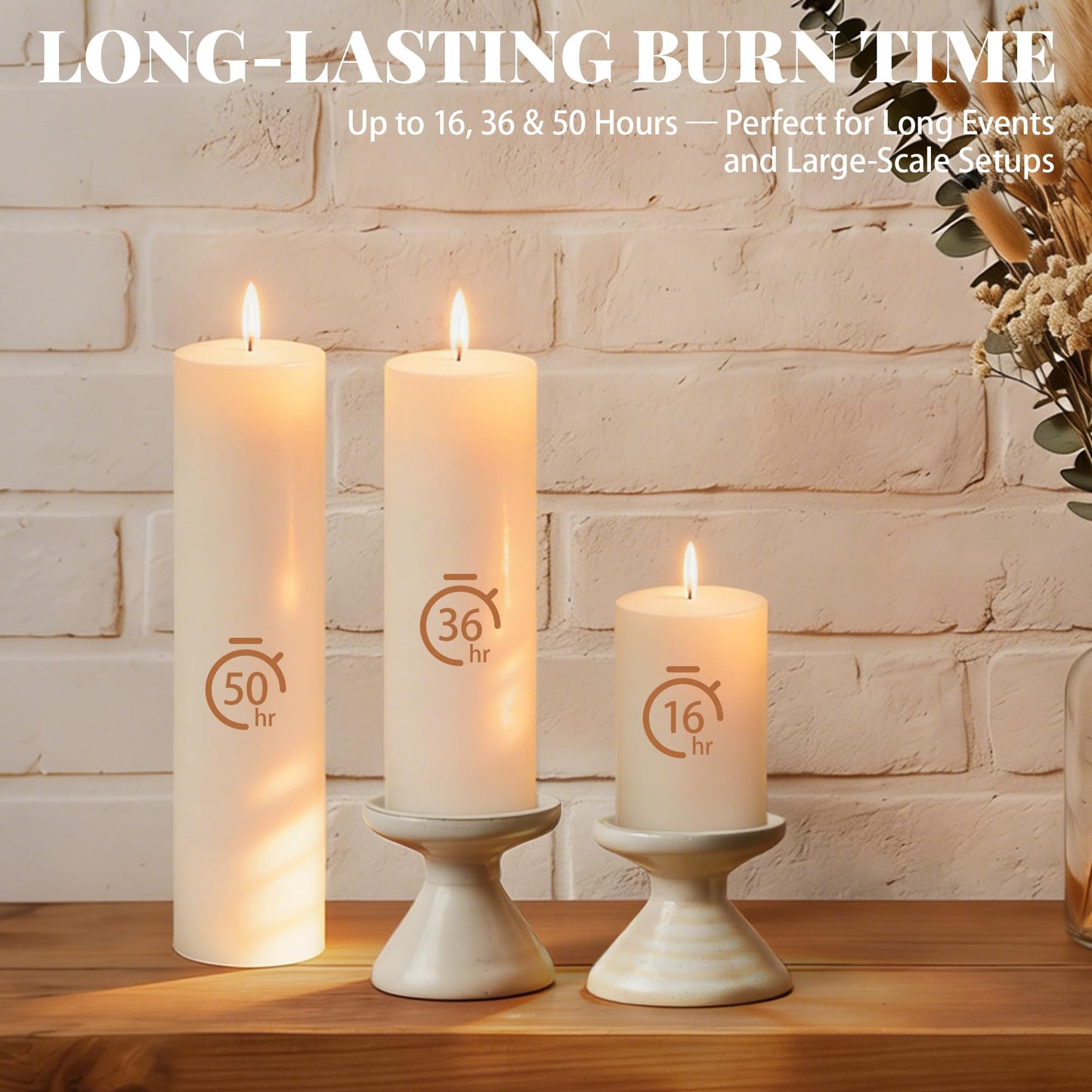 SDBALLBZ 18 Pcs Ivory Pillar Candles Bulk Set, 2x3” 2x6” 2x8” Paraffin Hurricane Candles, Unscented Dripless Smokeless, Long Burning for Party Wedding Events Home Decor
