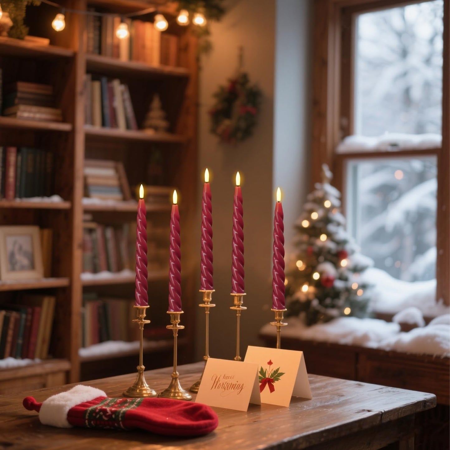 Wondise Flameless Taper Candles with Remote Timer, Real Waxy Red Battery Operated Candlesticks 3D Wick LED Candles for Halloween Christmas Holiday Wedding Decoration (2 Pack, Red