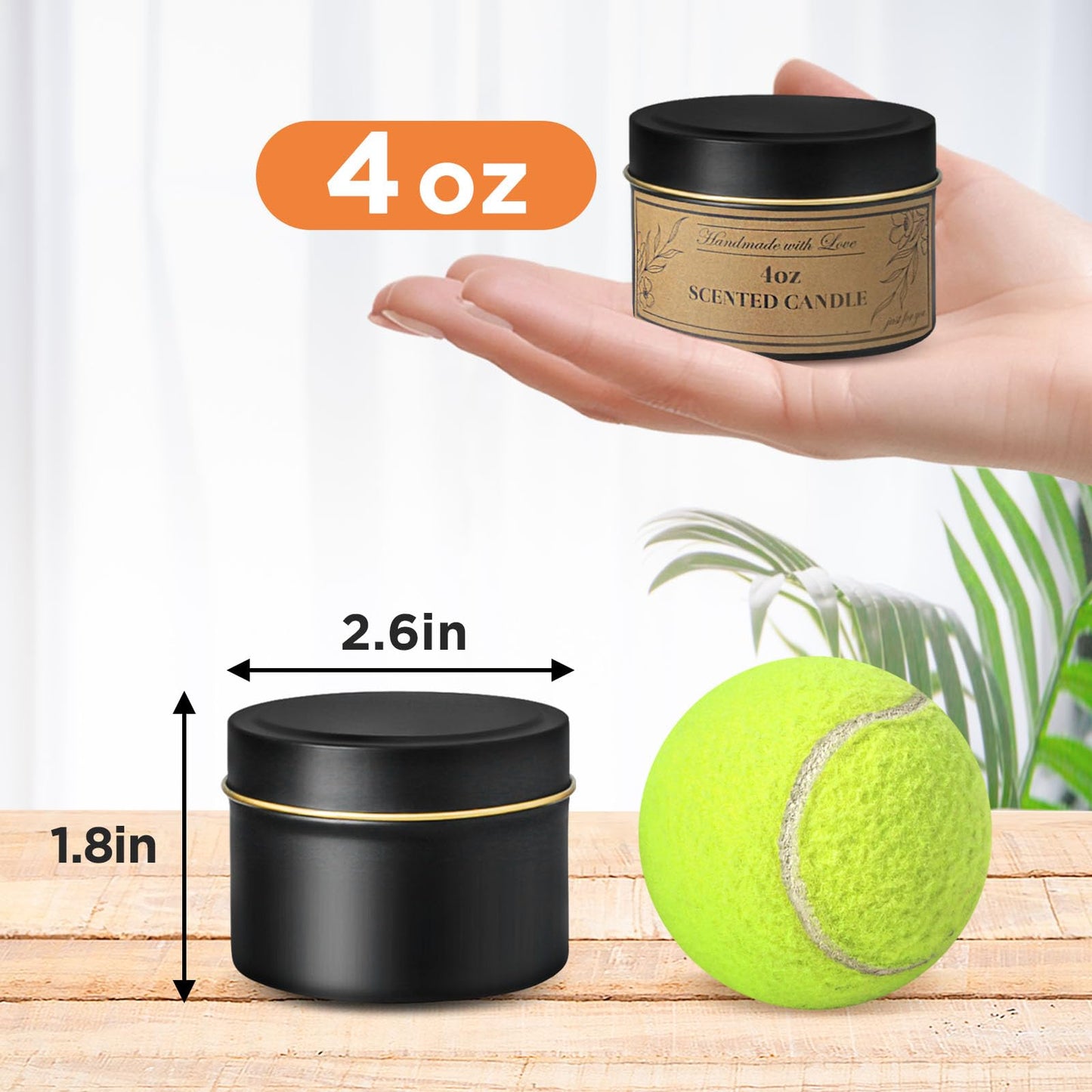 CollectHall 4oz Candle Tins with Lids, 24 Set DIY Candle Making Kit Includes Bulk Tins, Wood Wicks, Stickers, Wick Holders & Warning Labels for Small Business