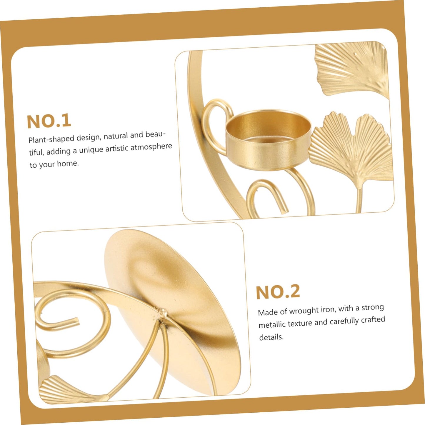 ROMISBABA Rust-Resistant Iron Candlestick Holder with Unique Plant-Shaped Design and Golden Finish, Multi-Functional Tealight Candle Stand for Entranceways and Living Rooms, Artistic Table