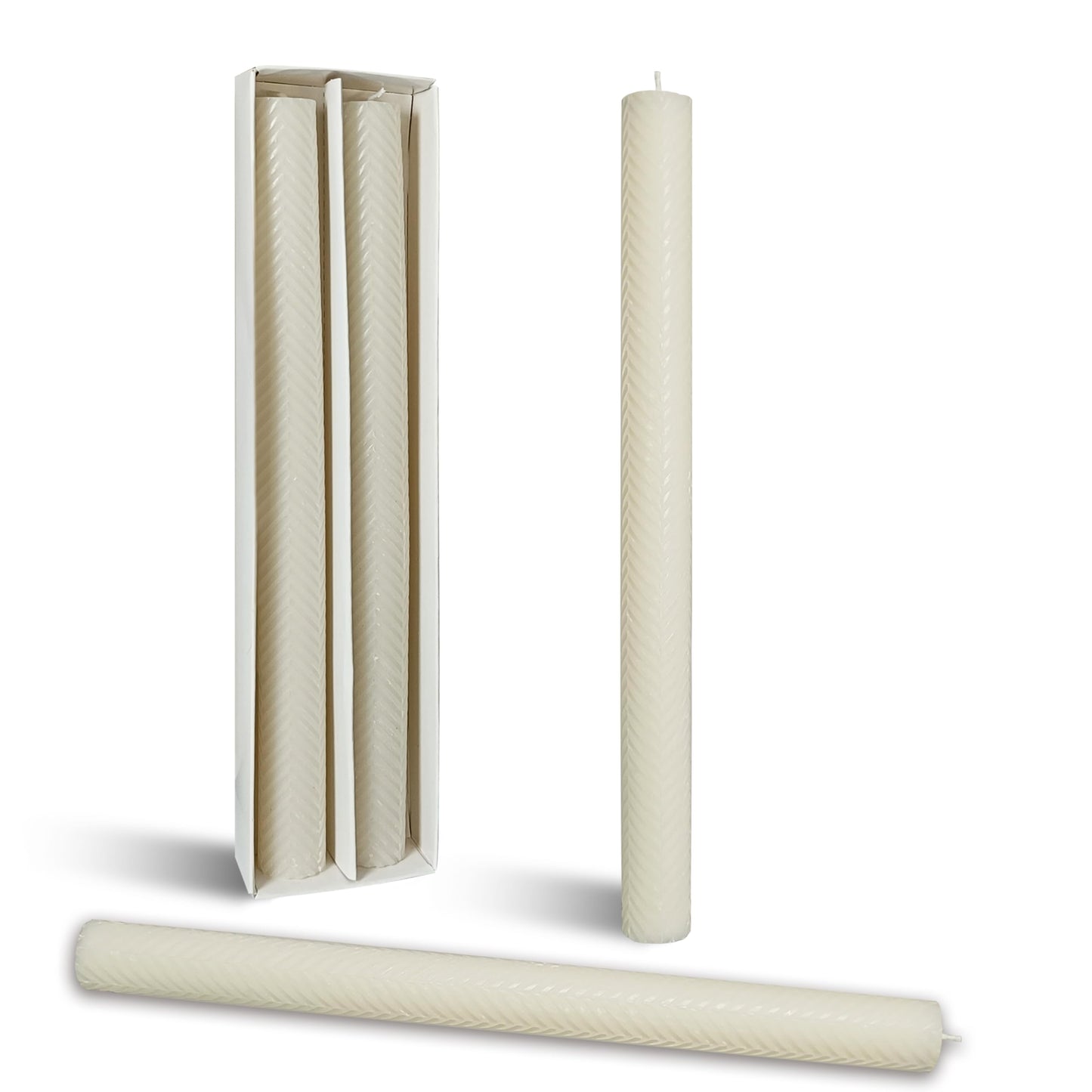 Unscented Texture Taper Candle 10 Inch Milk White Twisted Candlesticks Smokeless Long Candle Stick for Creative Gifts Holiday Dinner Decor 2 PCS