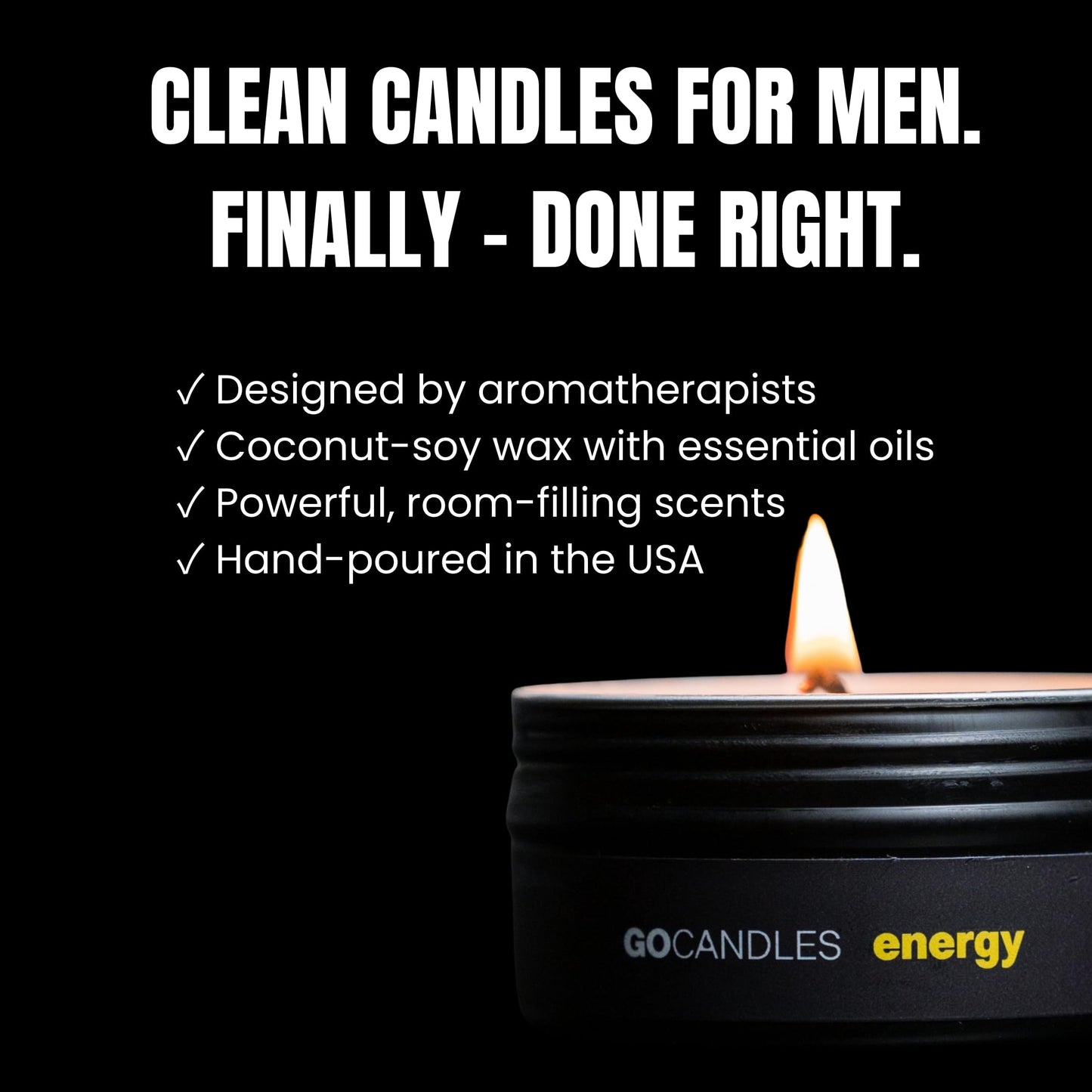 Go Candles Luxury Scented Candle Set for Men | Energy · Flow · Chill | Candles for Home | Aromatherapy | Non Toxic Coconut Soy Wax | Essential Oils | Hand-Poured USA | Candle Gift Set