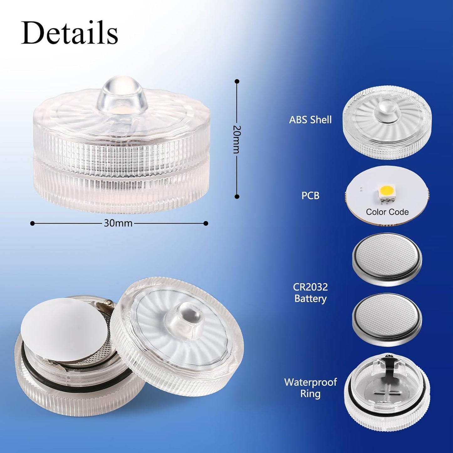 Mini Submersible LED Light, 24pcs Red Waterproof Flameless Candles Tealights, Underwater Batteery Powered Tea Lights for Wedding Home Vase Festival Party Decoration