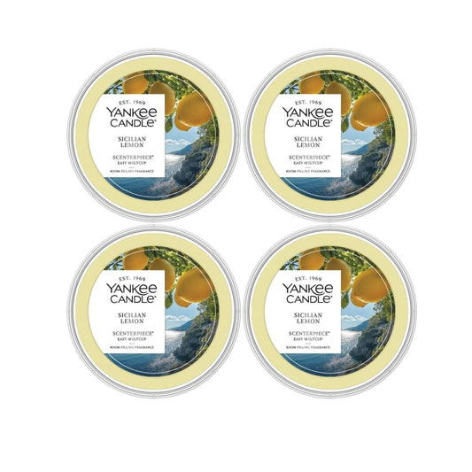 Yankee Candle Scenterpiece Easy MeltCup Wax Melt Refills for Electric Wax Warmers, Scented Home Fragrance, Sicilian Lemon (Pack of 4)