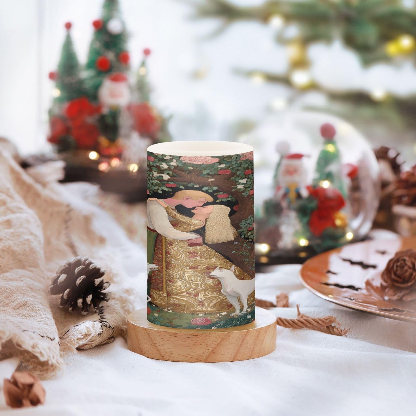 ALAZA Flameless Candles with Remote Timer,Man Woman Floral Tree Battery Operated Candles Set of 2 LED Tea Lights Flickering Pillar Votive Candles for Indoor Outdoor Decor