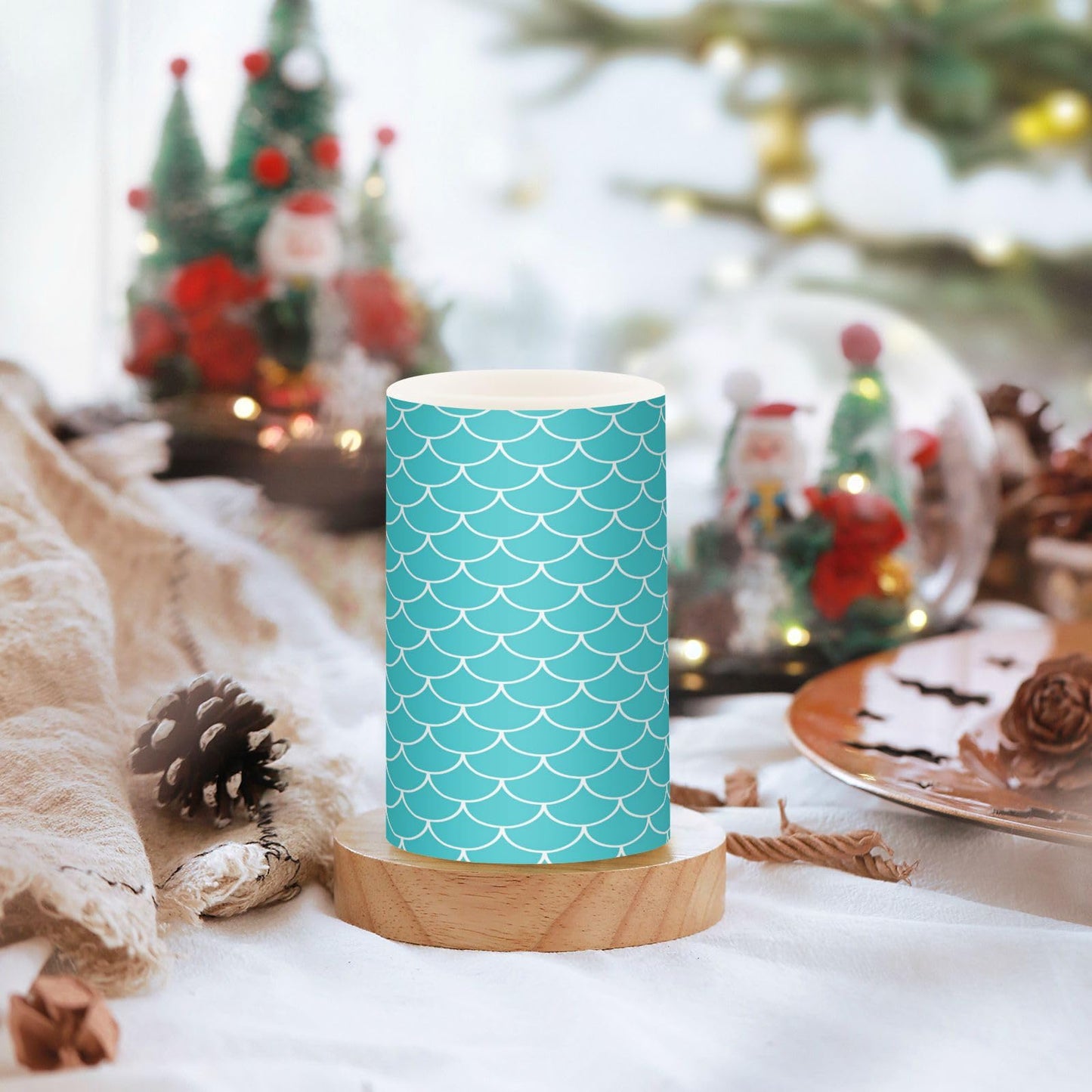 Eionryn Mermaid Scale Flameless Candles Dragon Fish Skin Texture Battery Operated LED Candles with Remote Timer Electric Candles for Party Home Decor 2pcs
