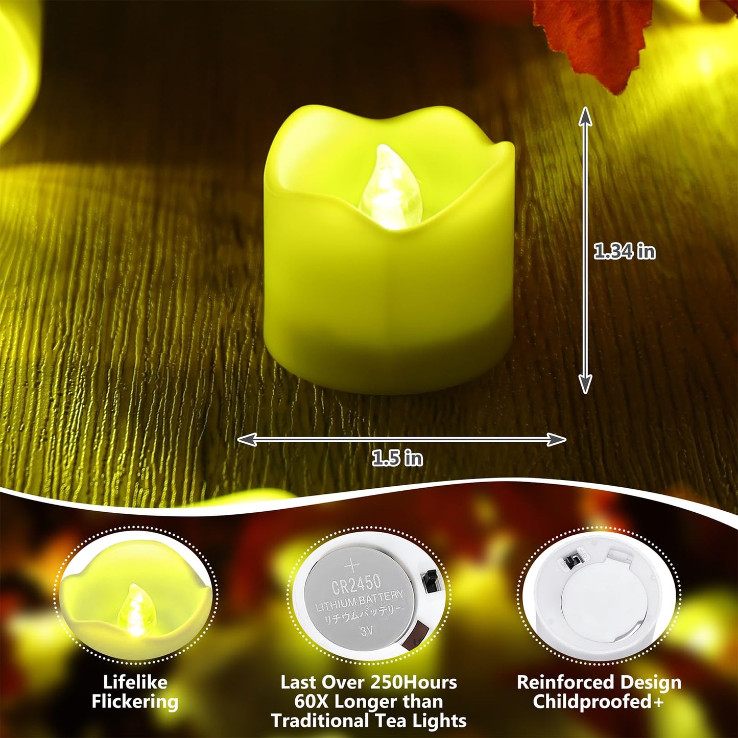 Topstone Green Remote Control Flameless Tealight Candles,CR2450 Battery Powered Votive Candles with Timer,Electric Fake Candle for Home, Christmas Decoration,Pack of 12