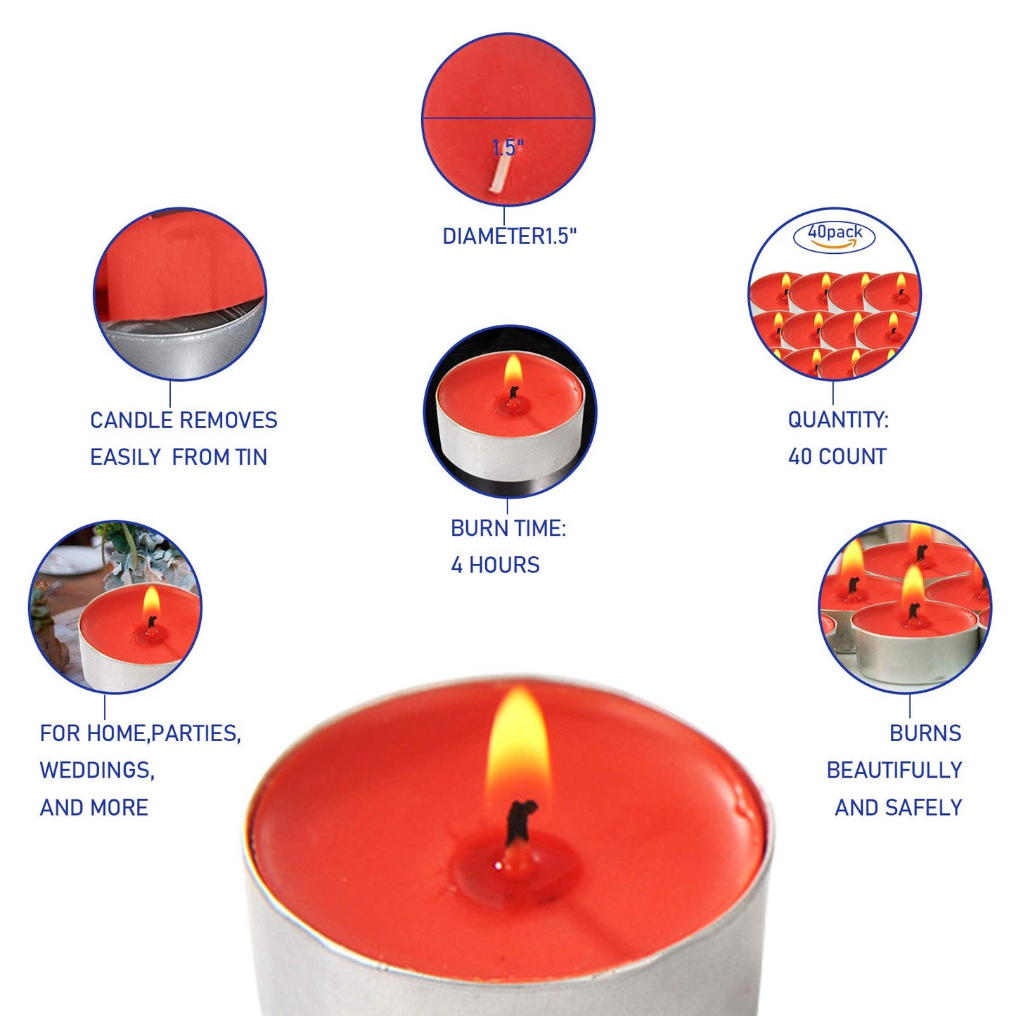 Visen 50Pack Tealight Candles, Unscented, Smokeless, Dripless, 4 Hours Burn Time, Perfect for Home, Romantic Decor, Pool, Shabbat, Weddings & Emergencies