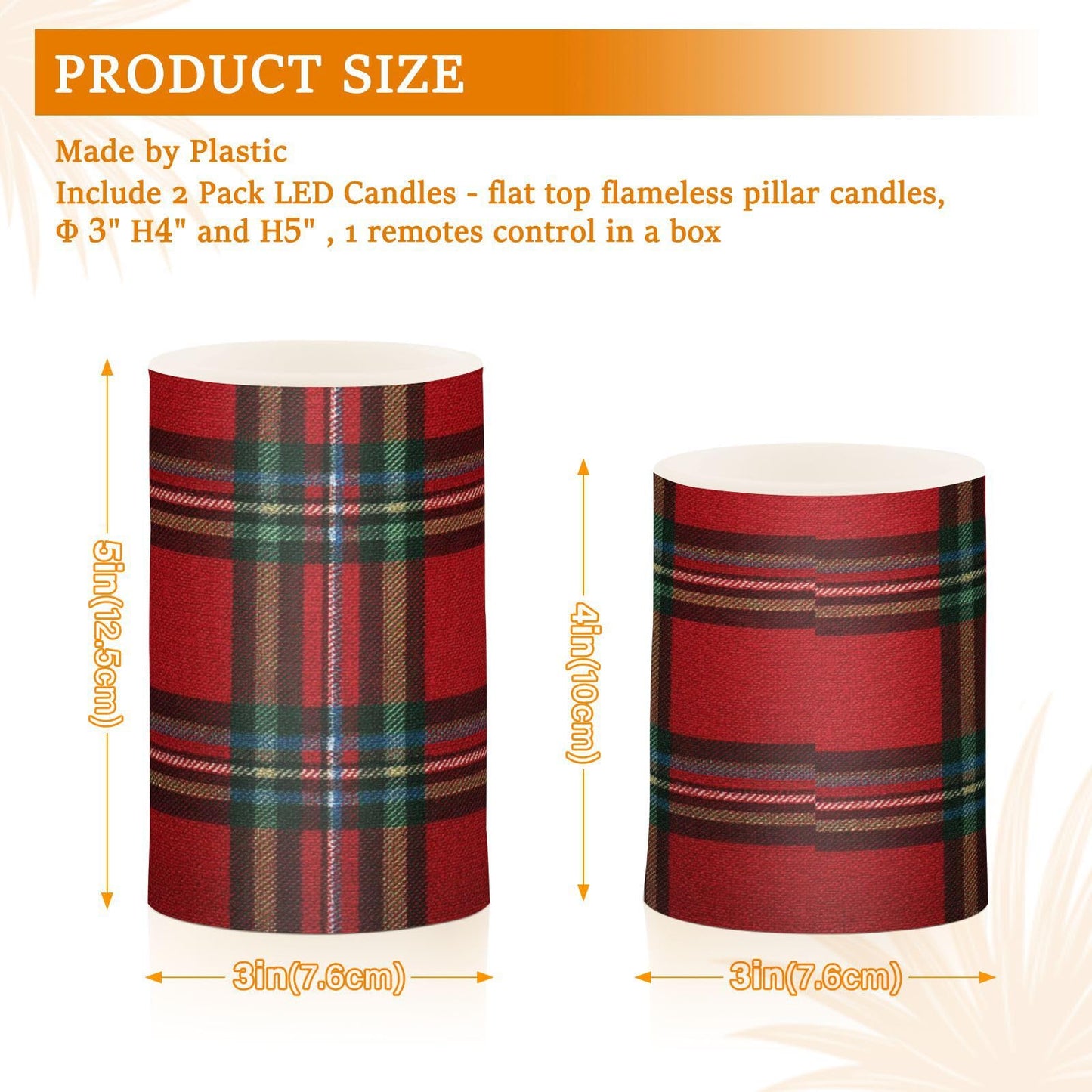 ALAZA Holiday Red Green Buffalo Tartan Plaid Flickering Flameless Candles Battery Operated with Remote Timer,Tea Light Candles LED Pillar Votive Candles Set of 2 for Outdoor Indoor Decorations