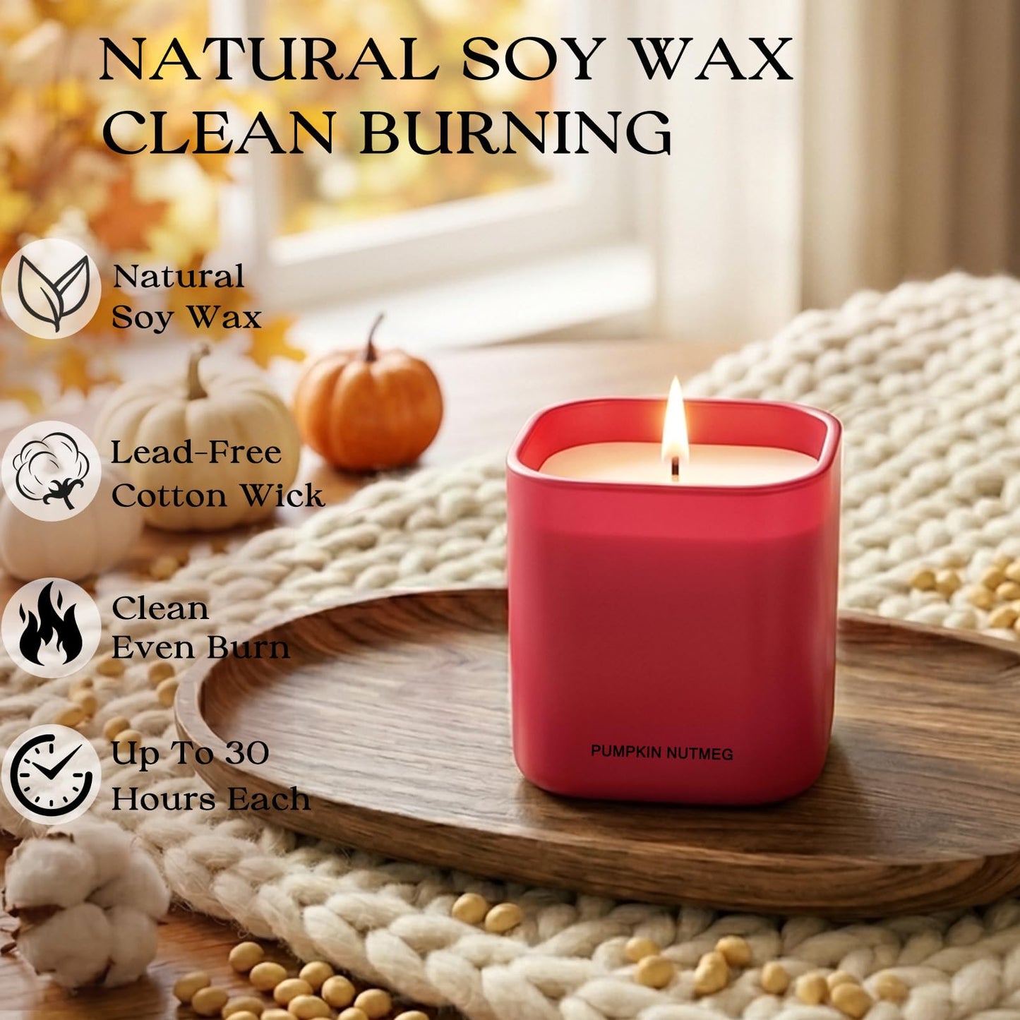 KTFKTF Scented Candle Gift Set for Women – 3 Pack Natural Soy Wax Candles, Apple Cinnamon, Pumpkin Nutmeg & Cedarwood Amber, 90 Hour Burn Time, Aromatherapy Candles for Home, Birthday & Holiday Gifts