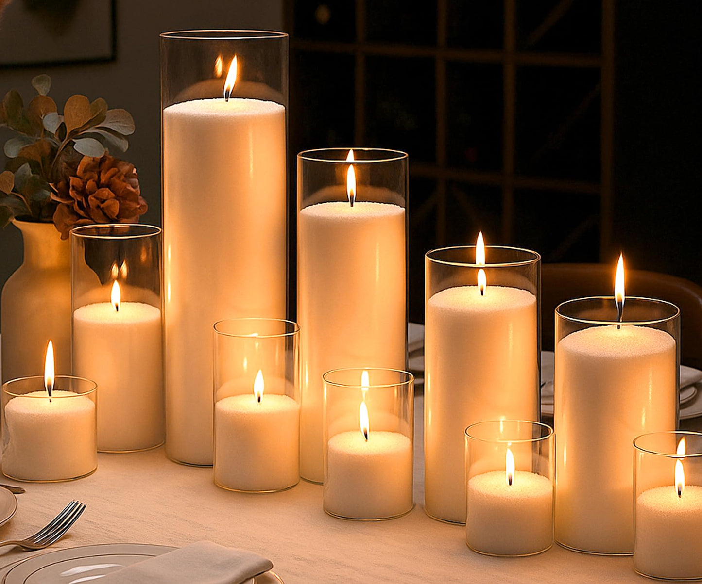 LAMORGIFT 16LB Candle Sand- Pearled Candles with Wicks (50 Pcs) & Wooden Spoons, White Candle Beads, Sand Wax, Candles Unscented for Powder Candle Making, Wedding Decor