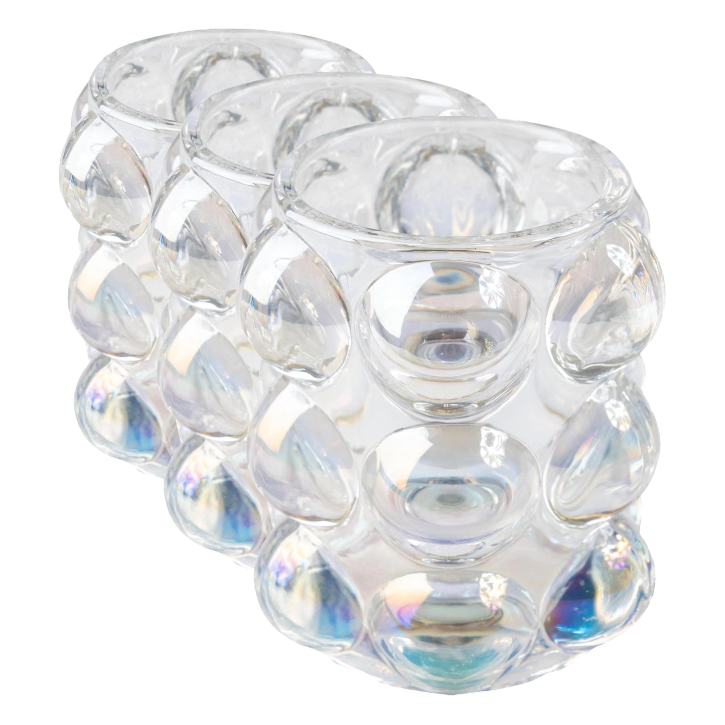 Karma, Lucia Hobnail Votive, Tea Lights Candle Holder, Glass Votive Candle Holders for Table Decorations, Baby Shower, Birthday Party, Weddings and Home Decor, Iridescent (Pack of 3)