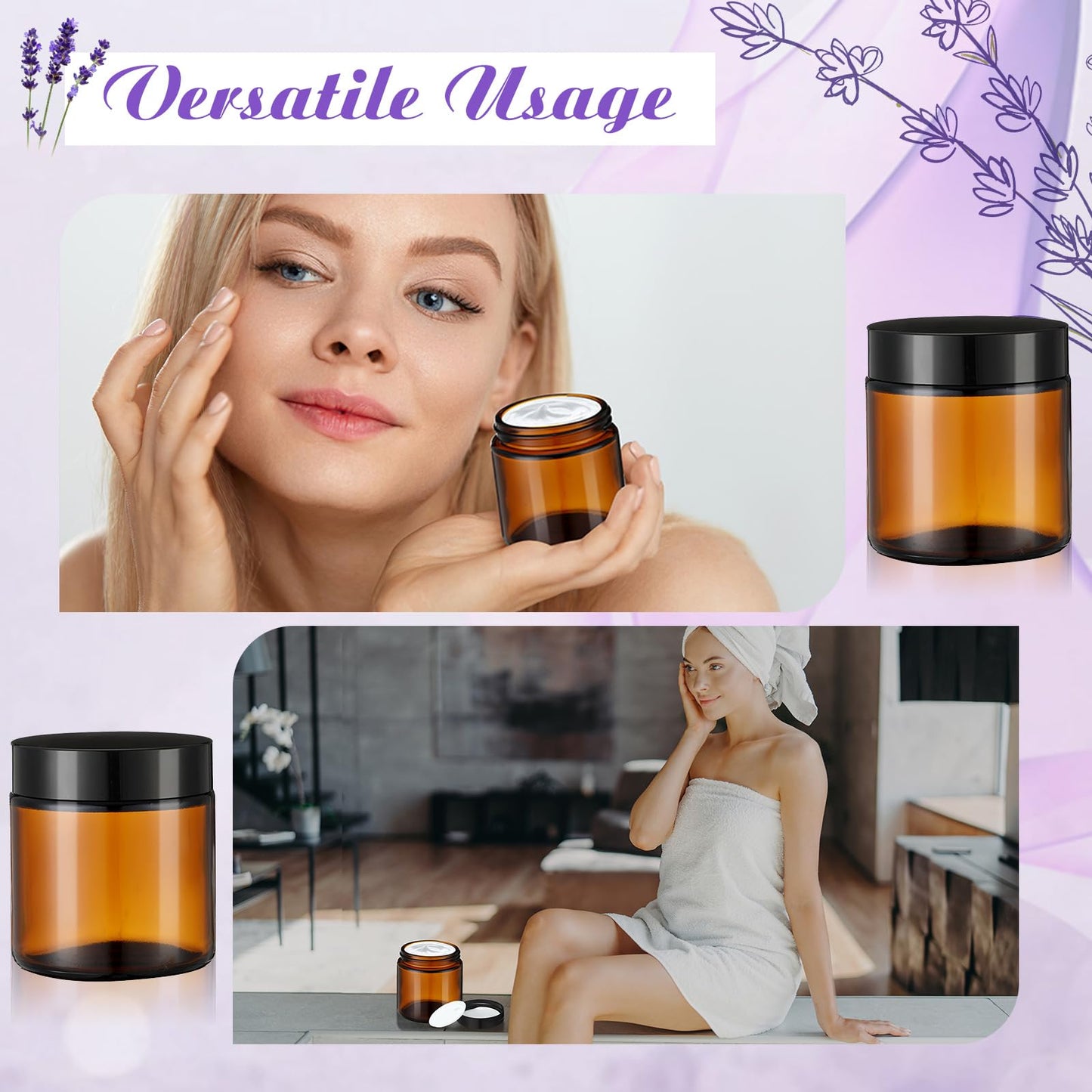 36 Pcs 4 oz Glass Jars with Lids, Clear Candle Jars with Black Lids Round Empty Candles Container Tins Candle Making Storing Lotions Spice Powder Liquid Sample Makeup (Amber)