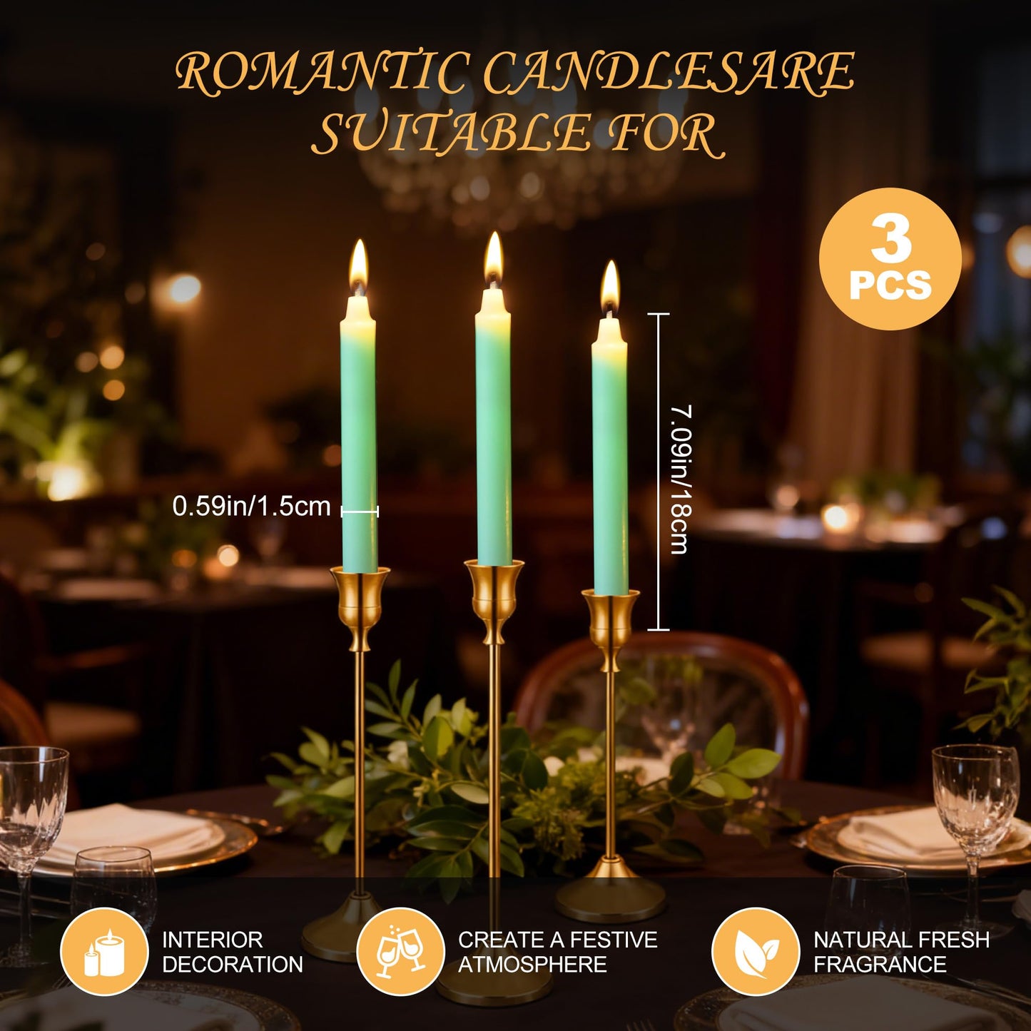 SUPXYC 3PCS Low Temperature Candles, Romantic Wax Play Candles, Low Heat Body Safe Candles Wax Play for Couples, Wedding, Night Party (7.08In, Fluorescent Green)