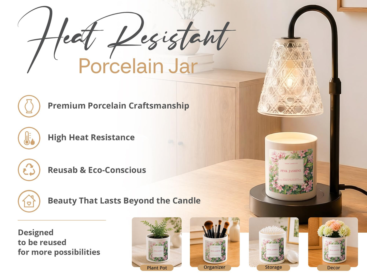 Premium Wickless Candles for Candle Warmer Lamp, Long-Lasting Fragrance Wax, Clean Burn Scented Wax for Candle Warmer, Smokeless Wickless Option (Pink Jasmine)