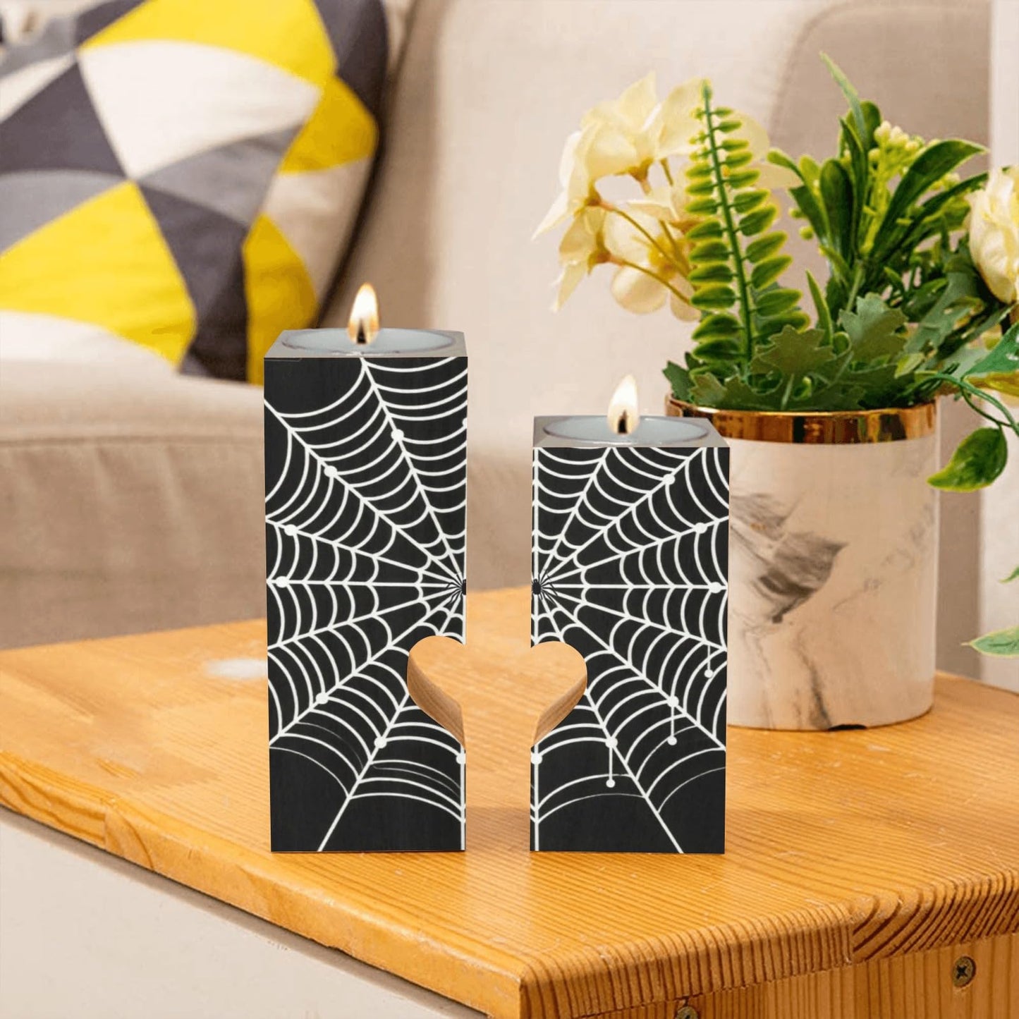 pnyoin Animal White Net Candle Holders Gift for Women Wooden Heart Candlestick Personalized Christmas Birthday Graduation Friendship Gifts Home Wedding Dinning Party Decorative