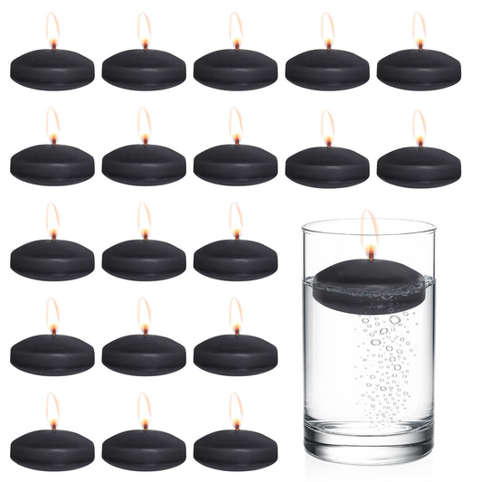 20 Pcs Floating Candles Centerpieces, 2 Inch Unscented Floating Candles Small Decoration for Valentine's Day (2 Inch, Black)