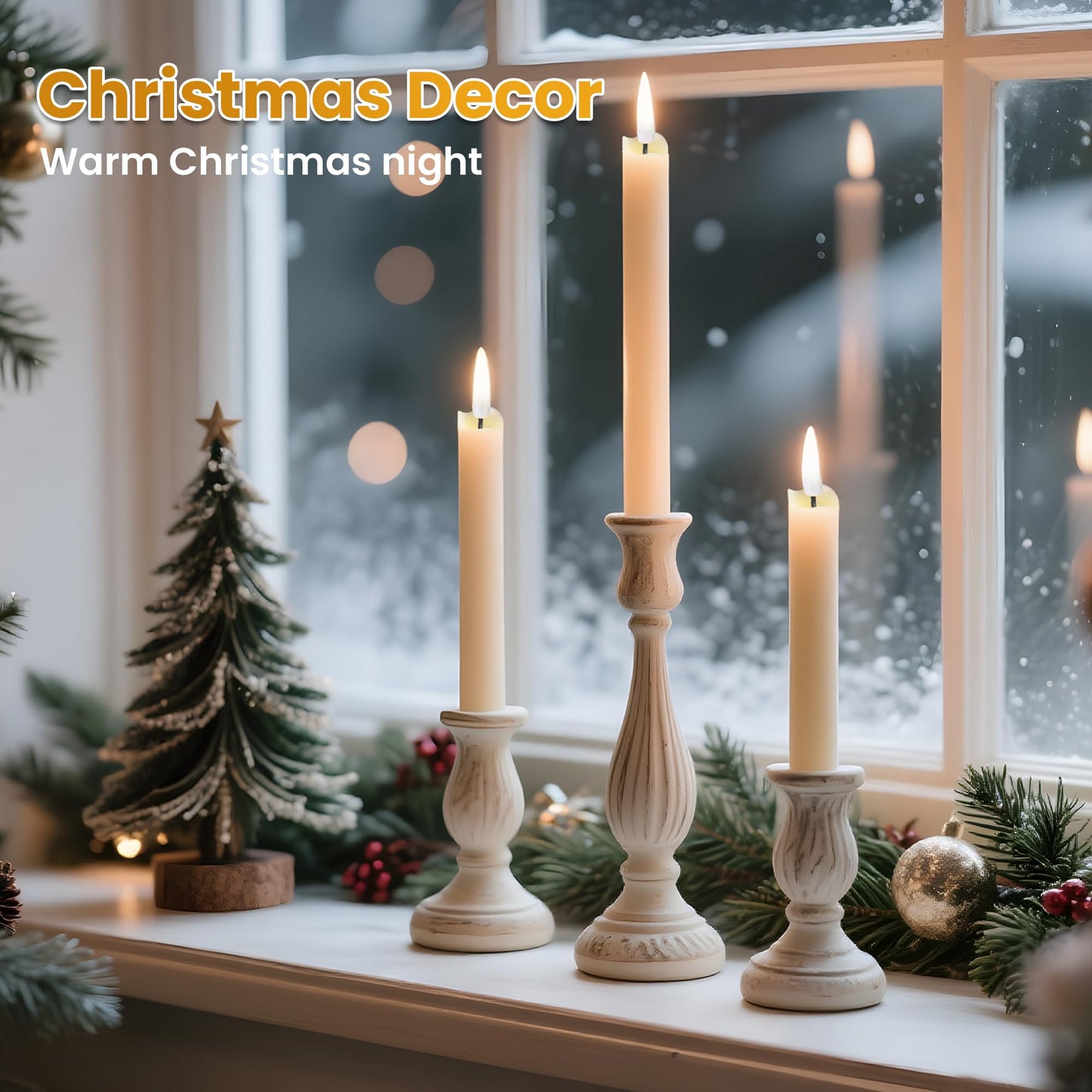 Upgraded 6 Pack Realistic Wax Flameless Taper Candles With Remote & Timer, 9.8 Inches Ivory Fake Candlesticks Battery Operated 3d Flickering, Functionality Led Candles For Indoor Home Decor
