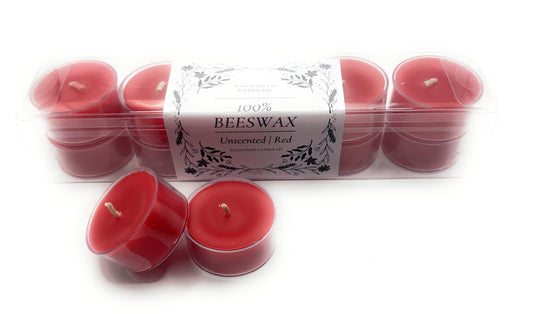 Allnations Candle Co. 100% Beeswax Colored Tealight Candles. for Home, Mother’s Day, Rituals, Prayer, Party, Room Table Decoration - Unscented - Smokeless -10pcs (Red)