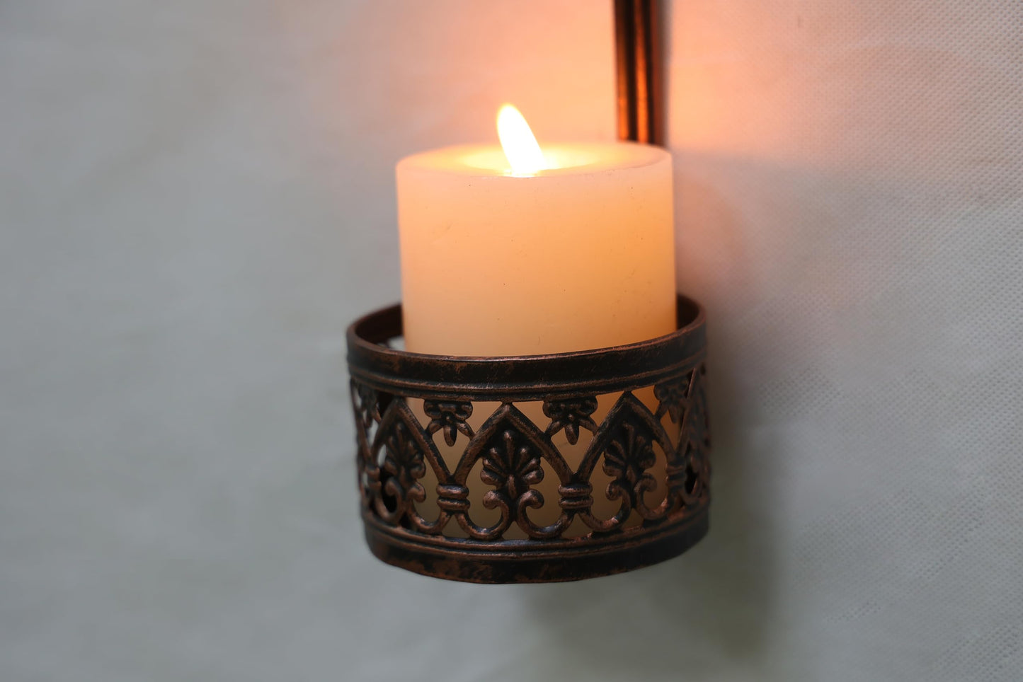 Wall Candle Sconces Set of 2, Antique Bronze Filigree Wall Mounted Candle Holder, Decorative Metal Candle Sconce for Living Room, Farmhouse, Fireplace, Gothic Home Decor (Shape-1)